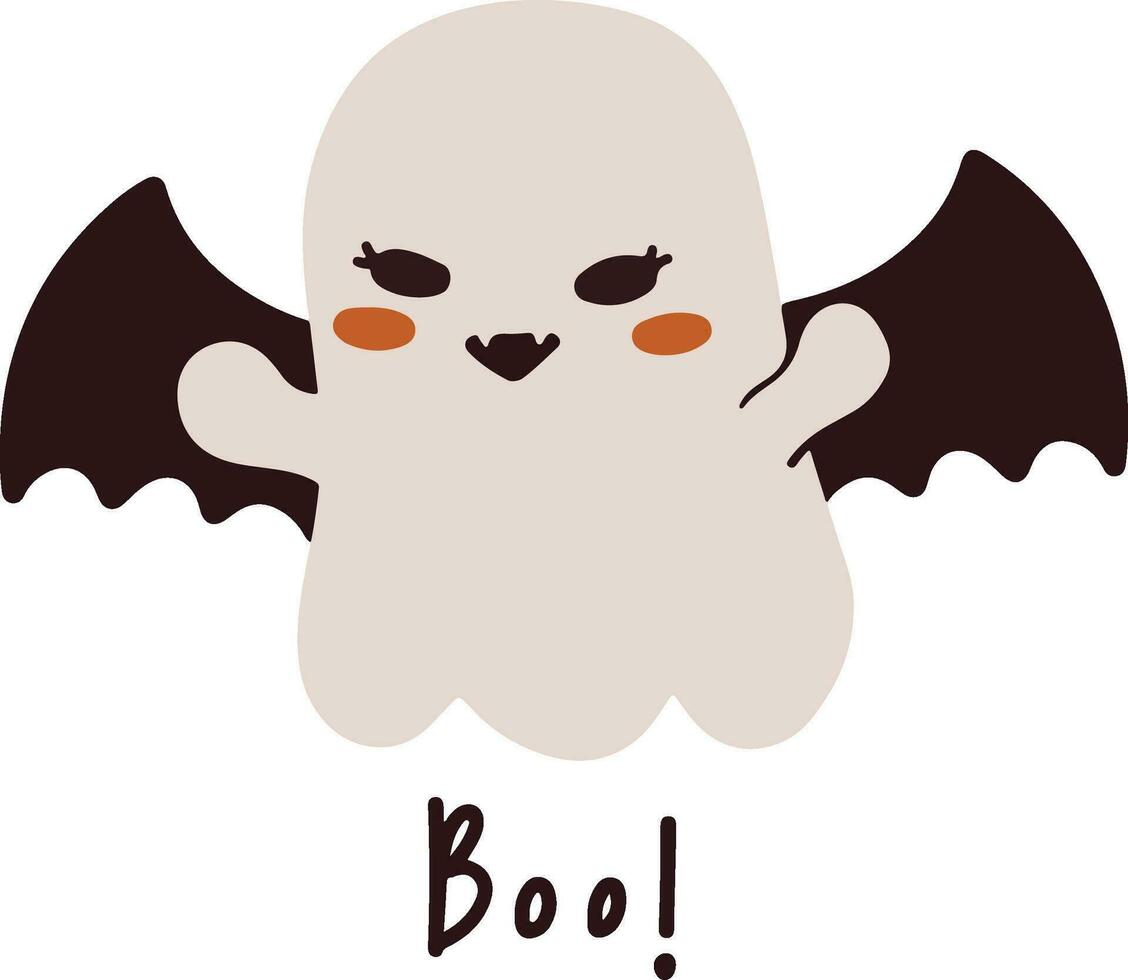 spaventoso Halloween vacanza mano disegnato vettore illustrazione di carino fantasma etichetta per bambini trucco o trattare