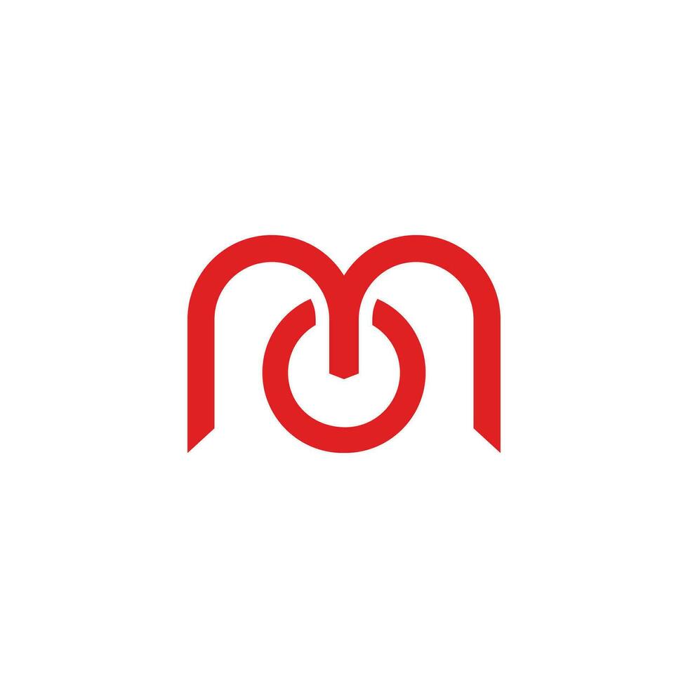 lettera m energia pulsante rosso logo vettore