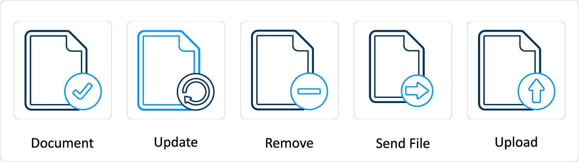 un' impostato di 5 extra icone come documento, aggiornare, rimuovere vettore