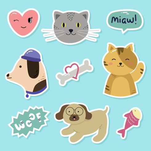 Cat and Dog Sticker Vector