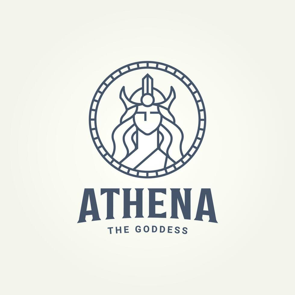 semplice minimalista il dea greco athena distintivo linea arte icona logo modello vettore illustrazione design. semplice moderno greco dea donna emblema logo concetto