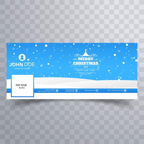 Merry christmas snowflake with facebook banner template vector