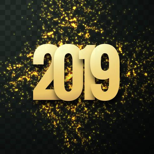 2019 Happy New Year text colorful shiny background vettore