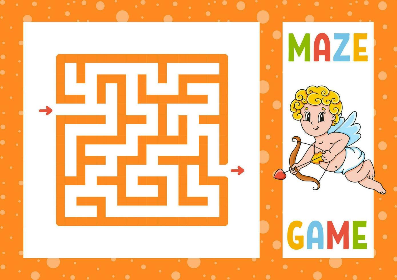 labirinto quadrato. gioco per bambini. puzzle per bambini. carattere felice. enigma del labirinto. illustrazione vettoriale a colori. trovare la strada giusta. illustrazione vettoriale isolato. stile cartone animato.