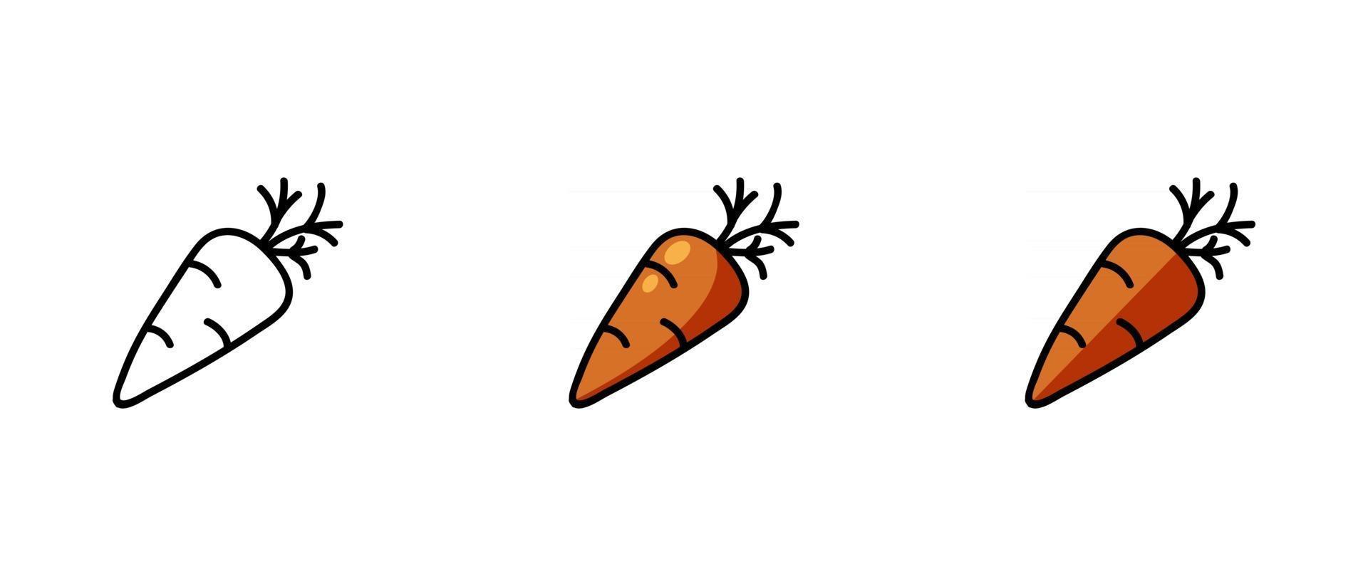 contorno e simboli colorati di carote vettore