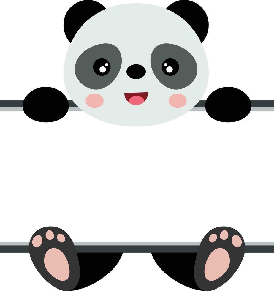 carino panda con vuoto cartello vettore