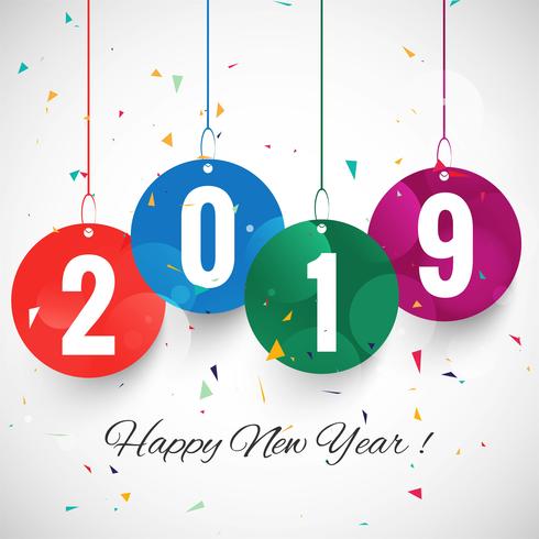 Beautiful Happy New Year 2019 text festival background vettore