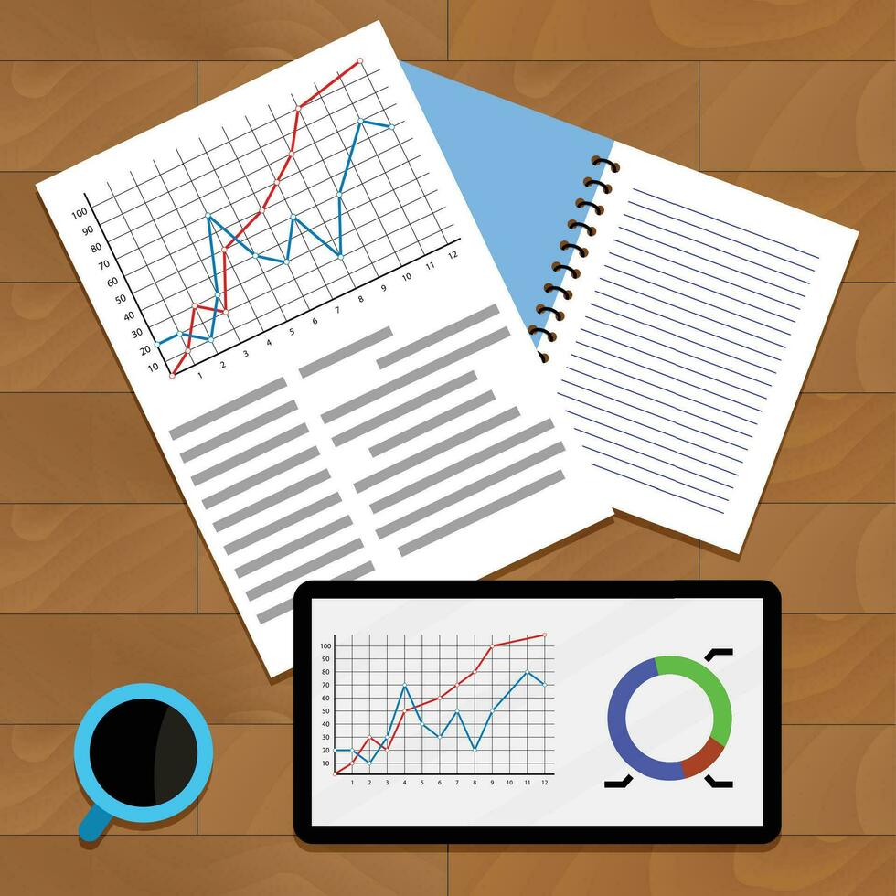 scambio dati grafico. analitico finanza statistico, vettore illustrazione