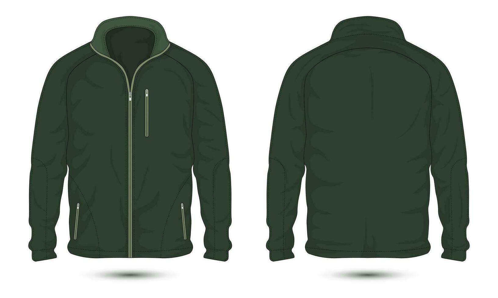 esercito verde cerniera casuale giacca modello davanti e indietro Visualizza vettore