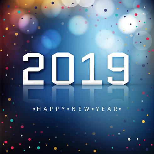 Elegant 2019 happy new year colorful card design vettore