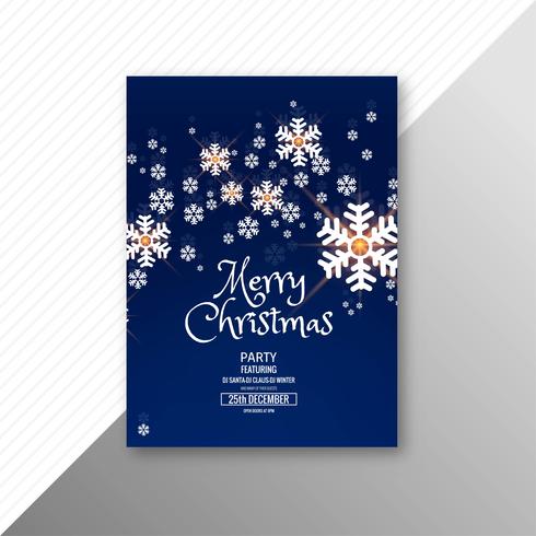 Beautiful merry christmas snowflake card brochure template vettore