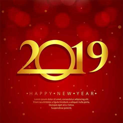 Elegant 2019 happy new year colorful card design vettore