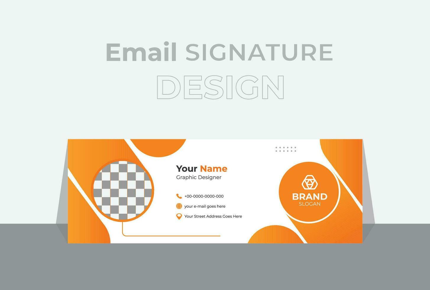 personale e creativo e-mail firma modello. moderno e-mail firma vettore modelli design. e-mail firma disposizione con arancia colore. attività commerciale professionale e-mail firma.