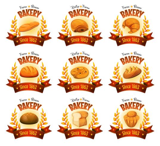 Banner negozio di panetteria con pane e torte vettore