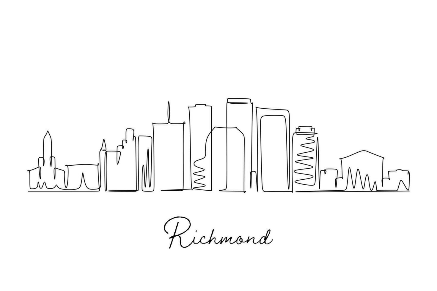 Richmond Stati Uniti d'America orizzonte continuo linea disegno mano disegnato stile design per viaggio e turismo concetto vettore