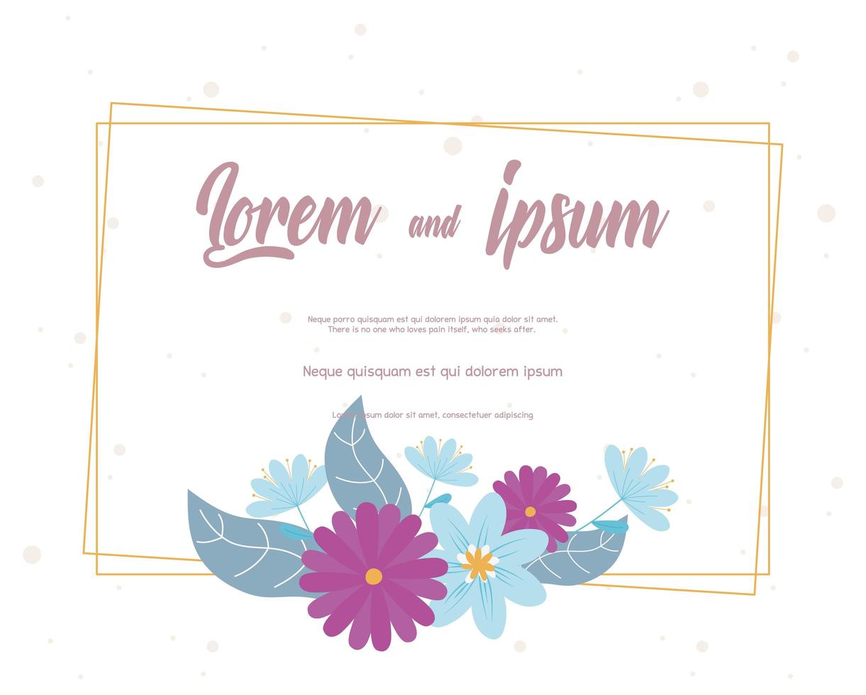 matrimonio di fiori, decorazione di etichette con foglie di fiori delicati vettore