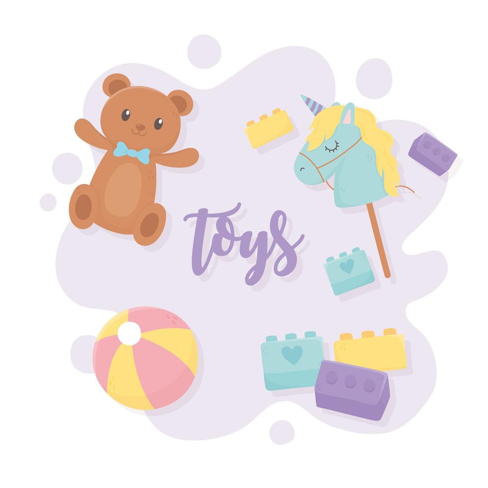 blocchetti di palla dell'orso del bastone del cavallo giocattoli per bambini dei cartoni animati vettore
