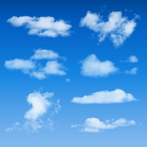 Forme di nuvole su sfondo blu cielo vettore