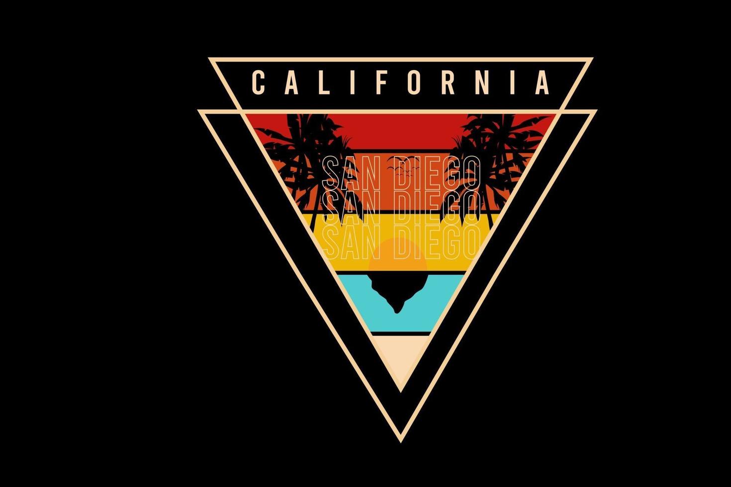 california san diego colore arancio giallo e blu vettore