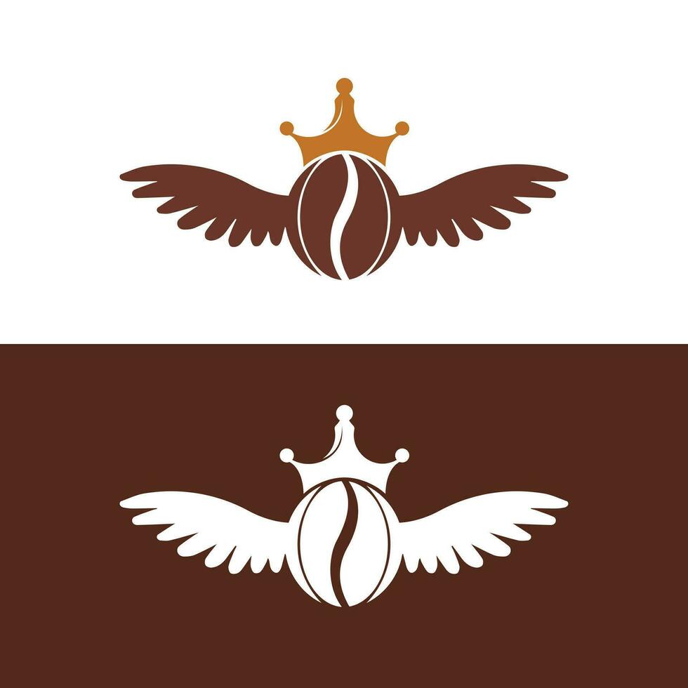 corona caffè fagiolo Ali logo design. volante caffè logo modello. vettore