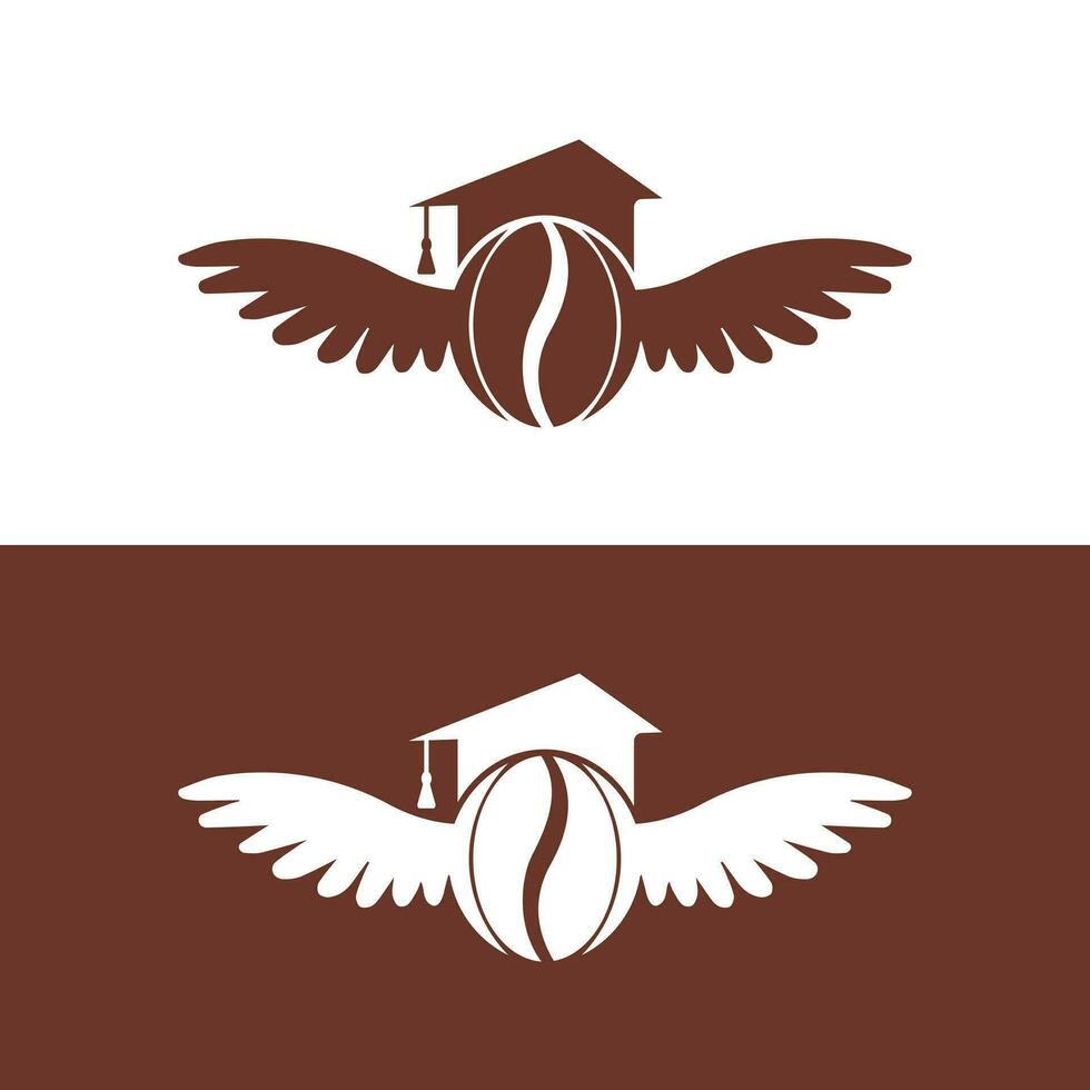 formazione scolastica caffè fagiolo Ali logo design. volante caffè logo modello. vettore