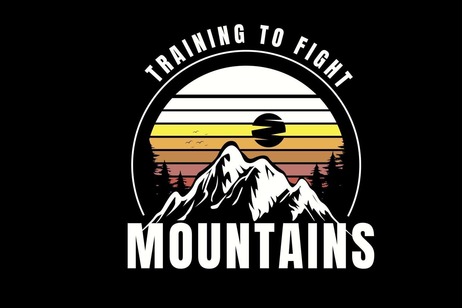 allenamento per combattere le montagne di colore bianco e giallo vettore