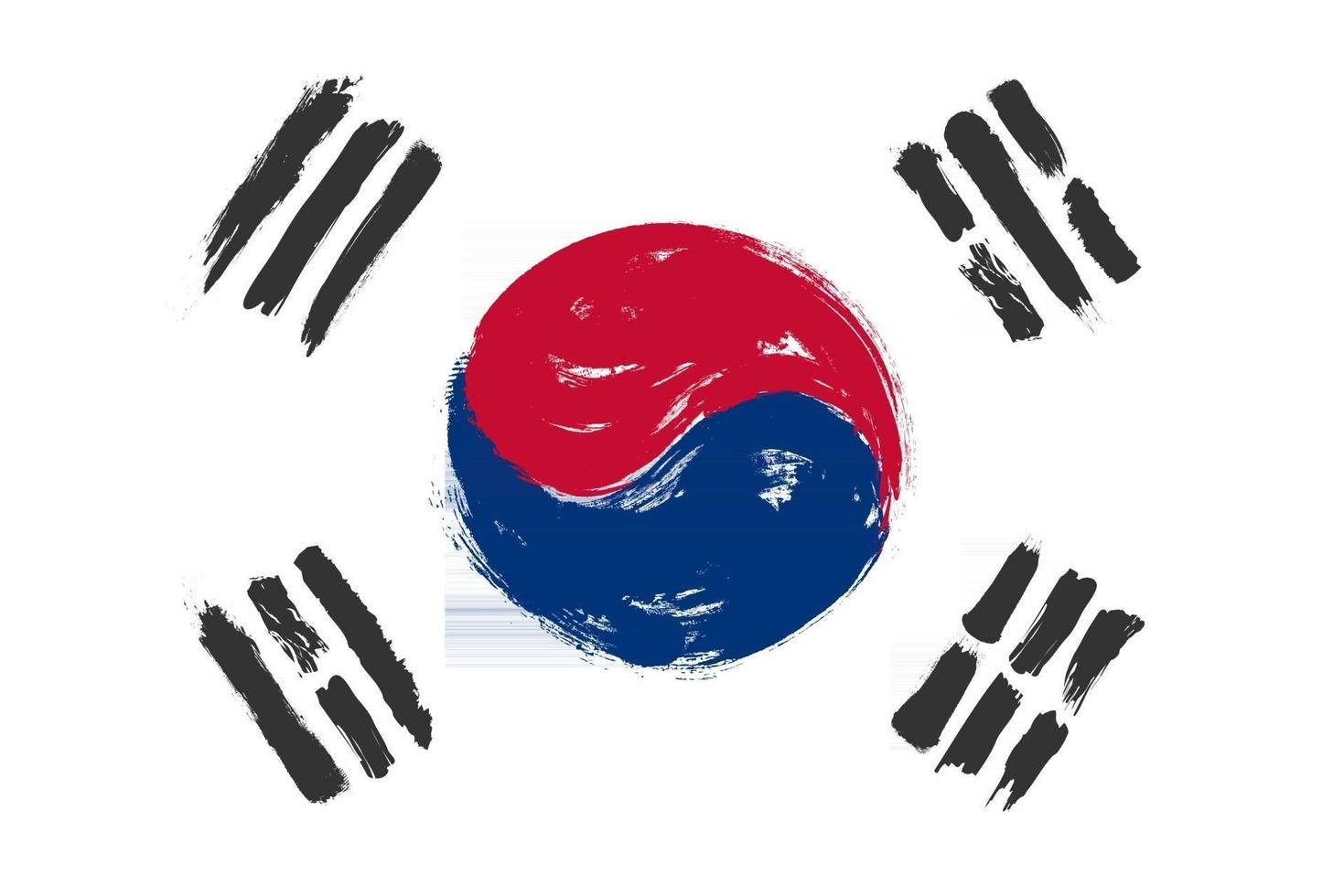 bandiera della corea del sud con disegno di pittura ad acquerello grunge. illustrazione vettoriale. vettore