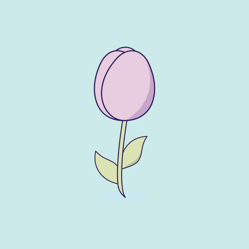 cartone animato stile tulipano fiore illustrazione vettore