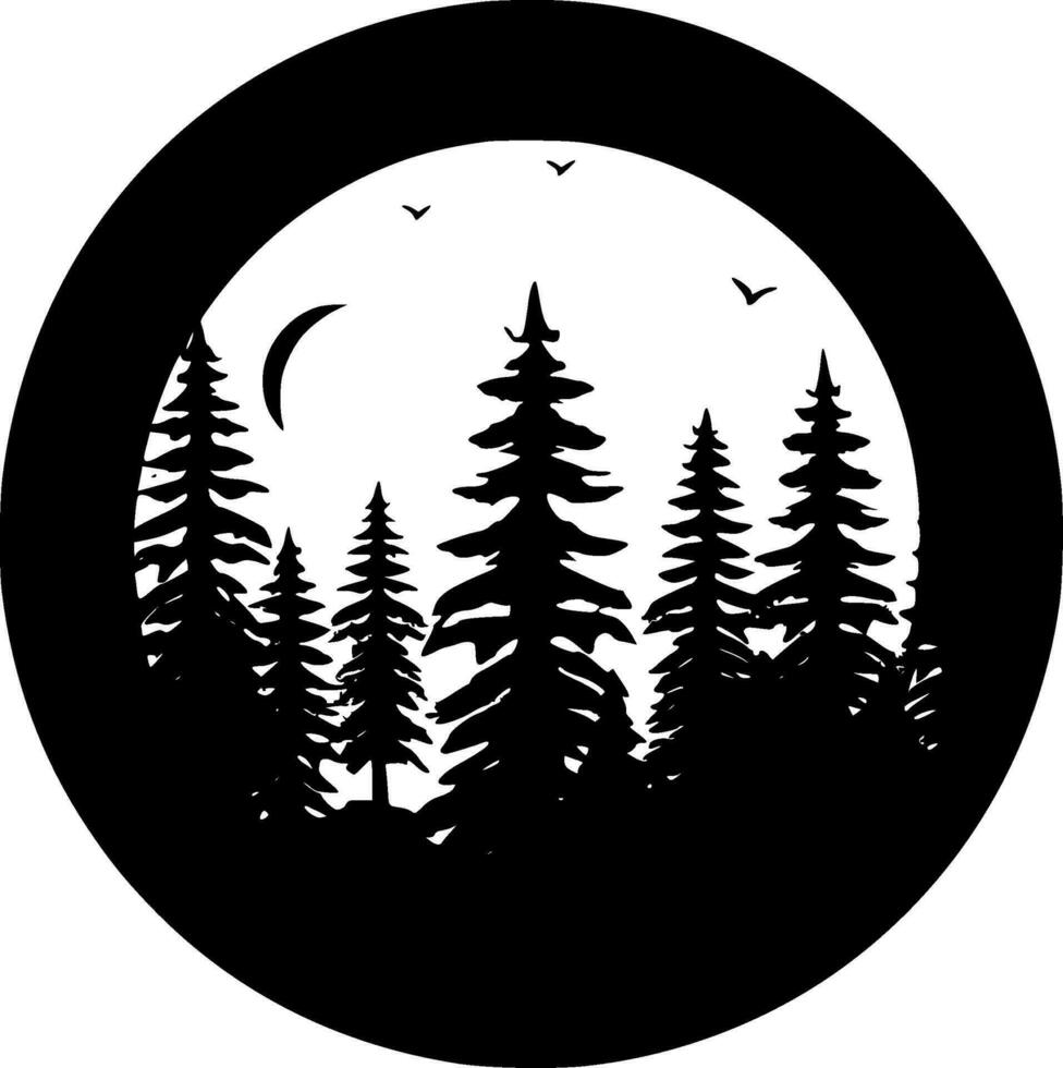 foresta - nero e bianca isolato icona - vettore illustrazione