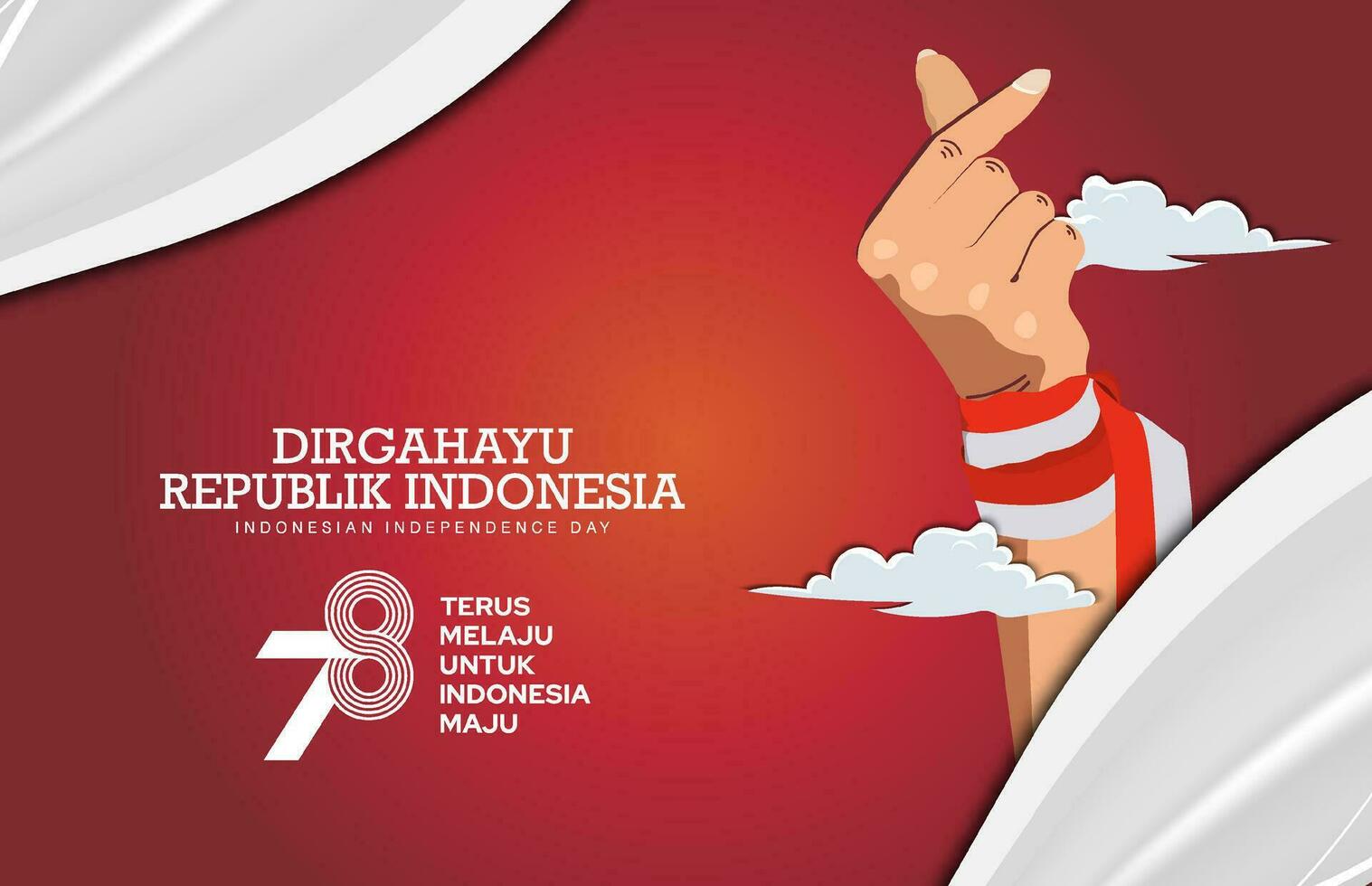 mani Esprimere a gesti amore cartello per dell'Indonesia indipendenza giorno 17 agustus 1945 vettore