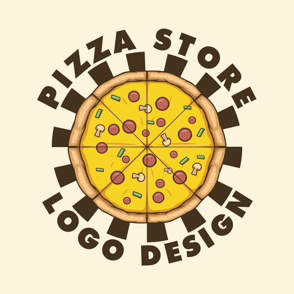 Pizza memorizzare logo design modello vettore