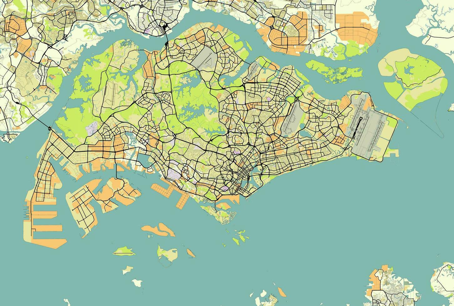 vettore città carta geografica di Singapore