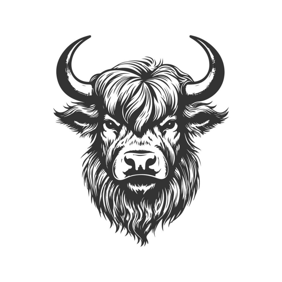 yak, Vintage ▾ logo linea arte concetto nero e bianca colore, mano disegnato illustrazione vettore