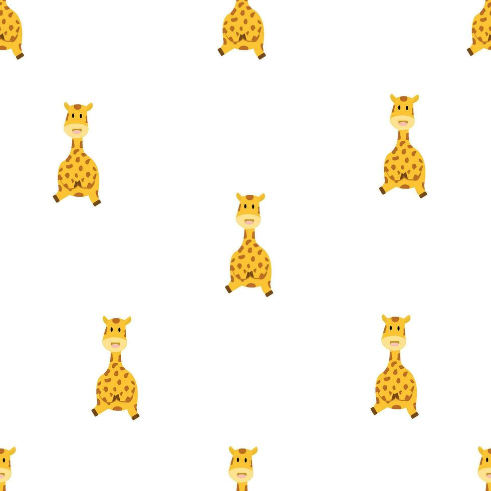 giraffa carino senza soluzione di continuità modello su bianca sfondo. animale estate sfondo sfondo, cartone animato vettore illustrazione