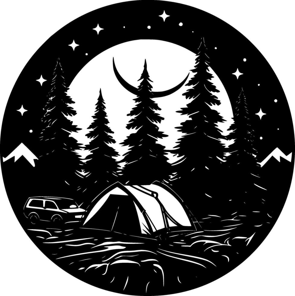 campeggio - minimalista e piatto logo - vettore illustrazione
