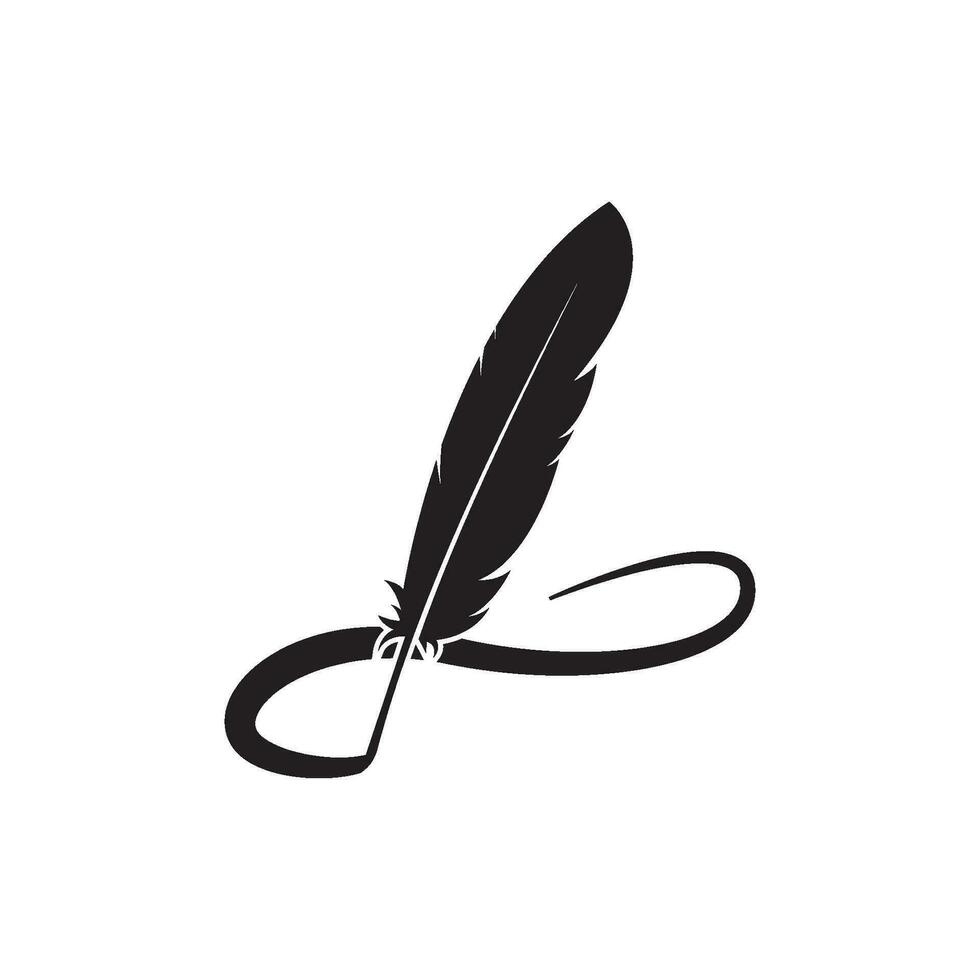 piuma penna logo modello vettore icona design