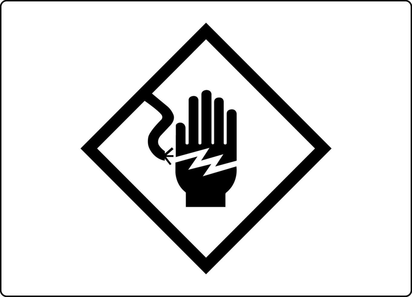 alto voltaggio avvertimento cartello elettrico simbolo mano shock vettore