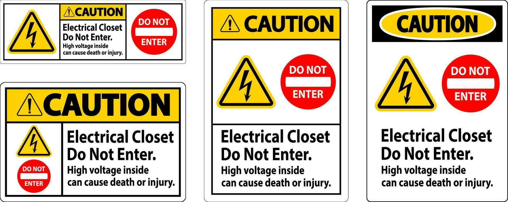 attenzione cartello elettrico guardaroba - fare non accedere. alto voltaggio dentro può causa Morte o infortunio vettore