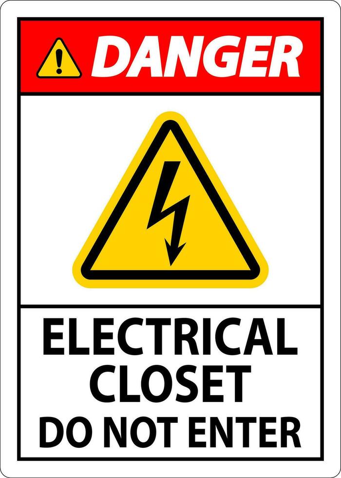 Pericolo cartello elettrico guardaroba - fare non accedere vettore