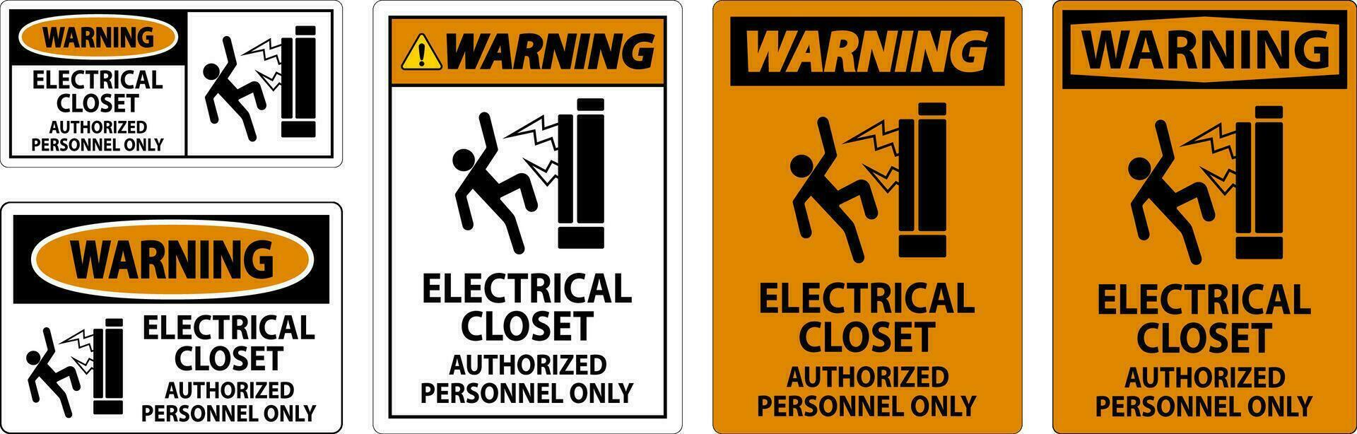 avvertimento cartello elettrico guardaroba - autorizzato personale solo vettore