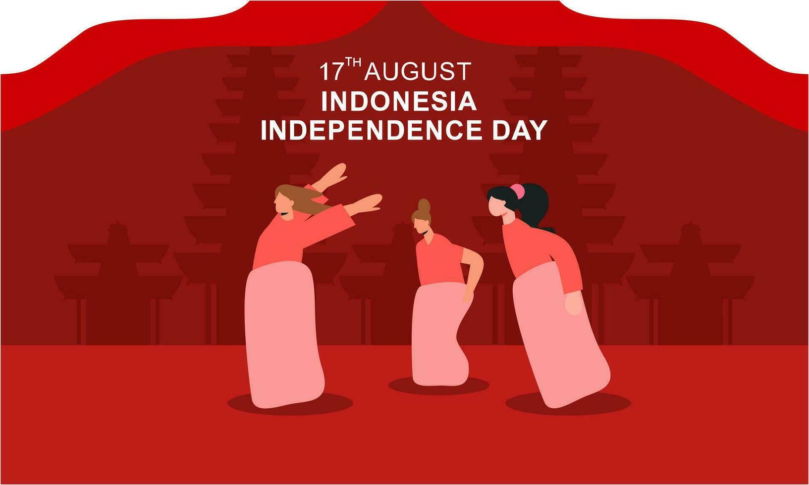 Indonesia indipendenza giorno 17 agosto con tradizionale Giochi concetto illustrazione vettore