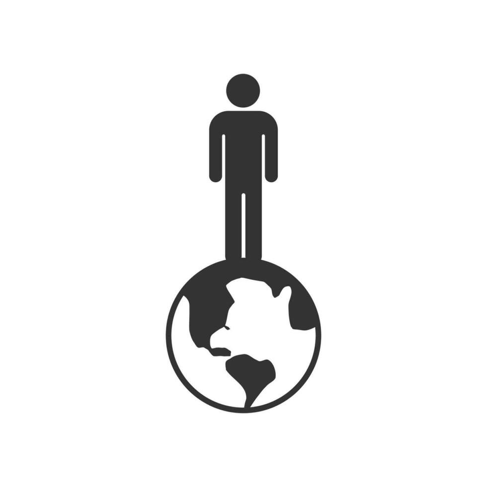 vettore illustrazione di umano terra icona nel buio colore e bianca sfondo