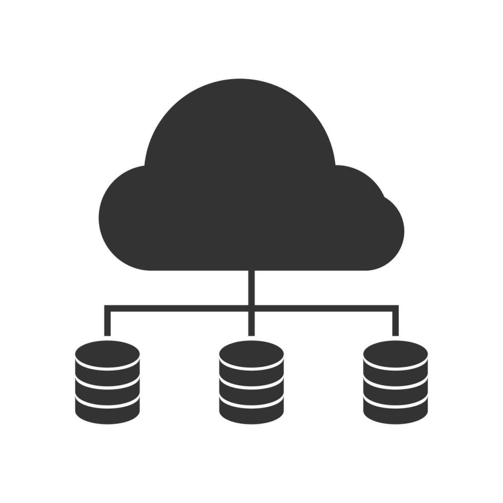 vettore illustrazione di grande dati nube Rete icona nel buio colore e bianca sfondo