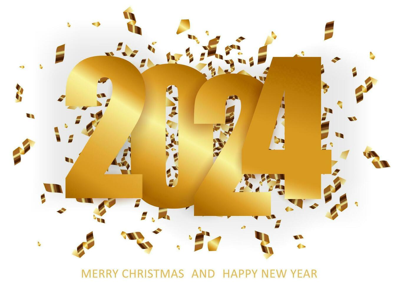 contento nuovo anno 2024. numeri 2024 con d'oro coriandoli.. festivo Natale sfondo. .vettore vettore