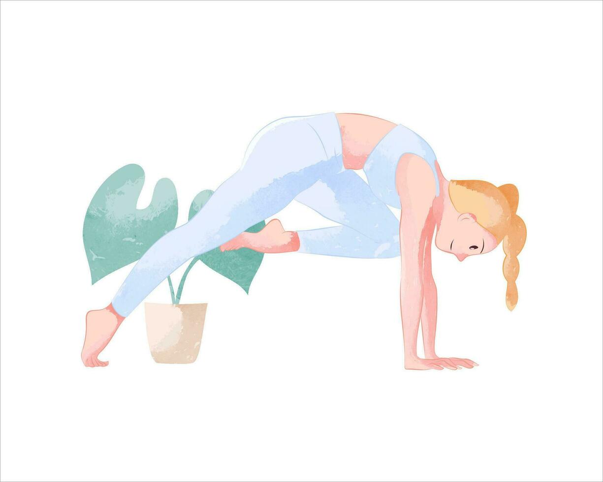 mano disegnato vettore acquerello yoga pose