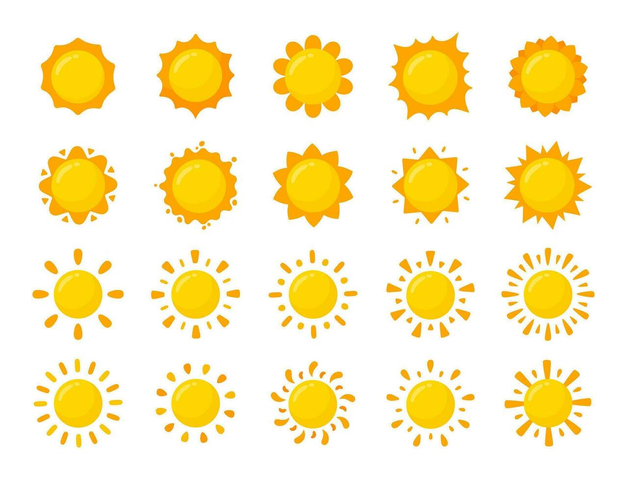 giallo sole icona semplice cartone animato stile design. il raggi di il sole nel estate vettore