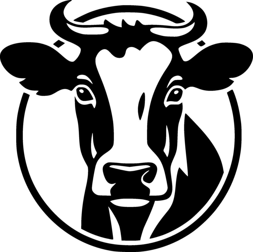 mucca - nero e bianca isolato icona - vettore illustrazione