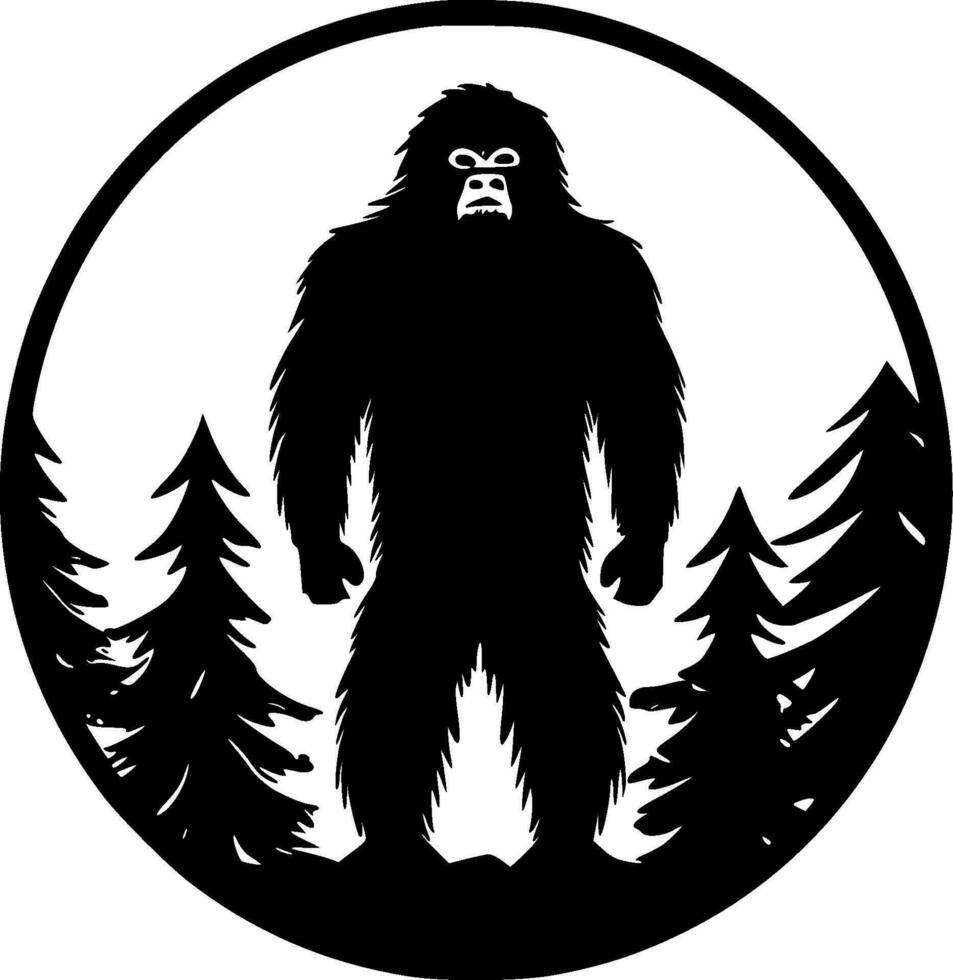 bigfoot - nero e bianca isolato icona - vettore illustrazione