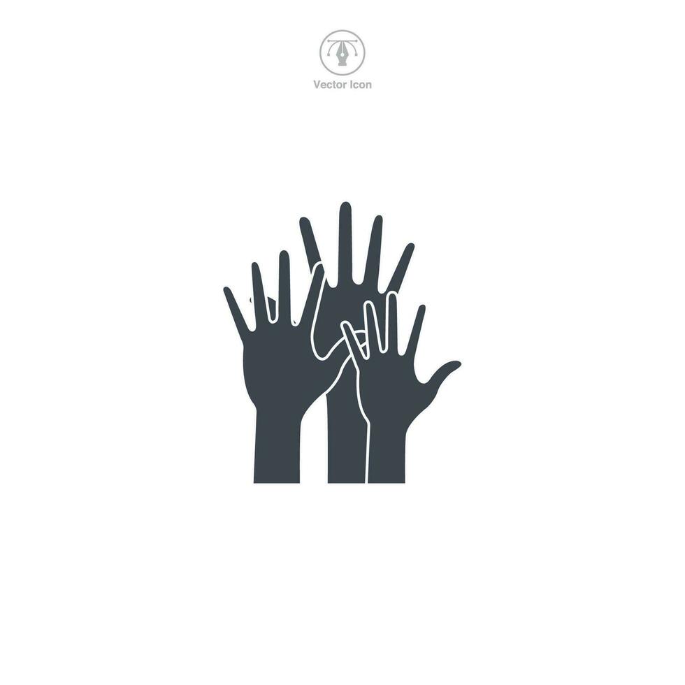 multiplo mani sollevato icona simbolo vettore illustrazione isolato su bianca sfondo