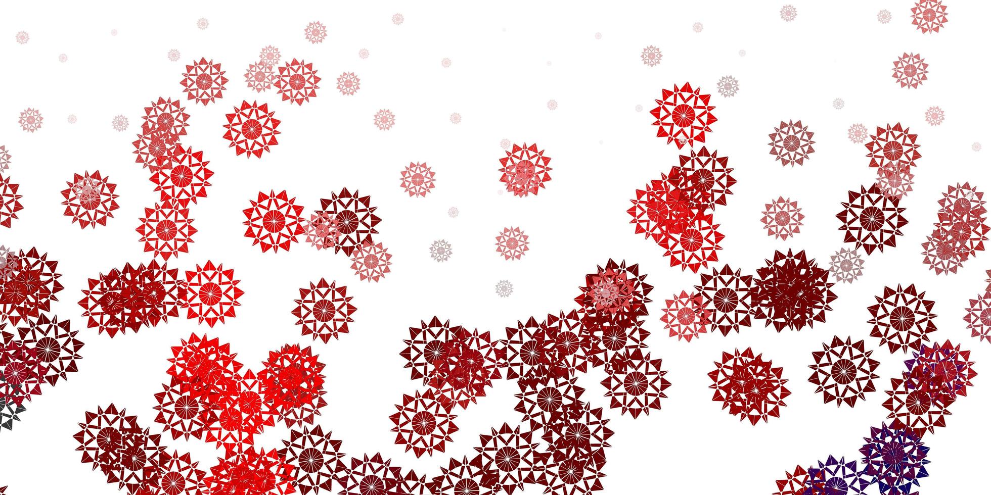 layout vettoriale rosso chiaro con bellissimi fiocchi di neve
